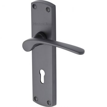 Heritage Brass Door Handle Lever Lock Diplomat Design Matt Black finish - by M.Marcus - DIP7800-BKMT