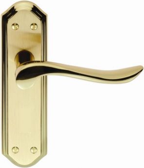 Lytham DL451SBPB - satin & polished brass door handles short