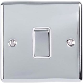 Eurolite 1 Gang 10Amp 2Way Switch Polished Chrome Enhance Range White Trim - EN1SWPCW