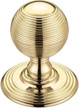 Fulton & Bray FB306PB polished brass reeded ball door knobs