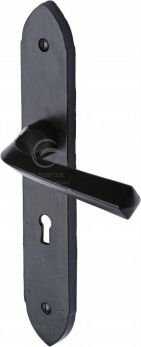 Black Iron Rustic Door Handle Lever Lock Grafton Design
