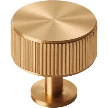 35mm Radio Cabinet Knob in Satin Brass - Lines Range by Fingertip Design | FTD713SB