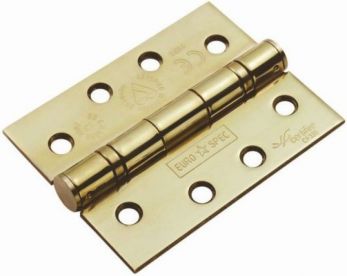 Ball Bearing Door Hinge in PVD Brass, Fire Rated (102mm x 76mm / 4" x 3") | HIN1433/13PVD