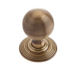 Jedo Reeded Mortice Door Knobs 62mm Antique Brass - by Frelan Hardware - JR8MAB