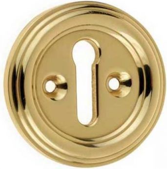 42mm Round Standard Keyhole Escutcheon in Polished Brass - Frelan Hardware | JV604PB