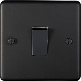 Metal Matt Black Rocker Switch 1 Gang - Black Eurolite Stainless 