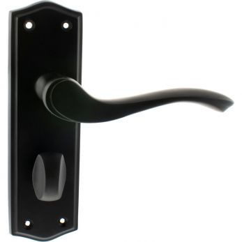 Old English Warwick Bathroom Lever on Backplate - Matt Black (OE178WCMB