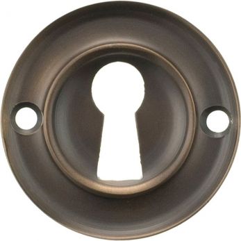 Old English Solid Brass Open Key Hole Escutcheon - Urban Dark Bronze (OERKEUDB)