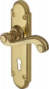 Heritage Brass Door Handle Lever Lock Adam Design Polished Brass finish