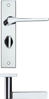 Draco Range Polished Chrome Lever Door Handle on backplate (Bathroom) - by Rosso-Maniglie | RM133CP