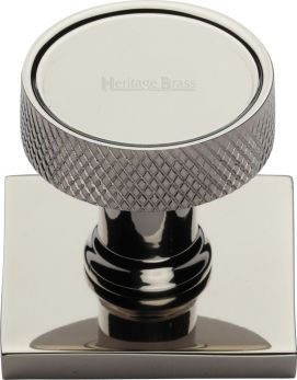 Heritage Brass Cabinet Knob Florence Knurled Design with Square Backplate 32mm Polished Nickel finish