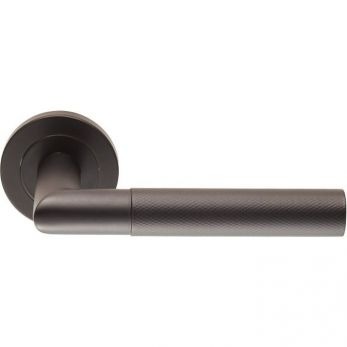 Steelworx Crown Knurled Lever on Round Rose Matt Black (SWL1169MB)
