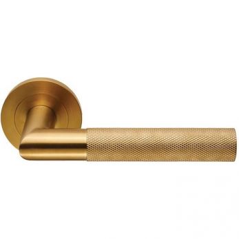 Steelworx Crown Knurled Lever on Round Rose Satin Brass PVD (SWL1169SPVD)