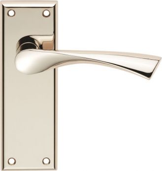 Venti Range Polished Nickel Lever Door Handle on backplate (Latch Plate) - by Serozzetta | SZR022PN