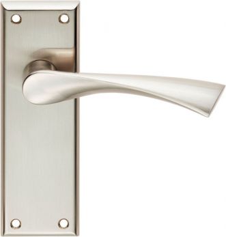 Venti Range Satin Nickel Lever Door Handle on backplate (Latch Plate) - by Serozzetta | SZR022SN