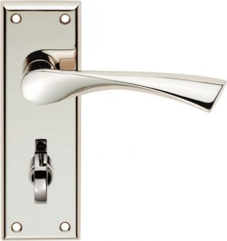 Venti Range Polished Nickel Lever Door Handle on backplate (Bathroom) - by Serozzetta | SZR023PN