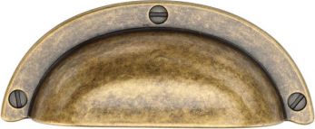 64mm CTC Faux Screws Cabinet Cup Pull in Distressed Brass - M.Marcus | TK5120-064-DBS