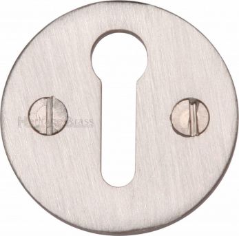 32mm Round Standard Keyhole Escutcheon in Satin Nickel - Heritage Brass | V1010-SN