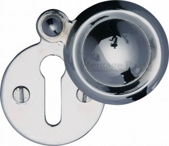 33mm Round Standard Keyhole Covered Escutcheon in Polished Chrome - Heritage Brass | V1020-PC