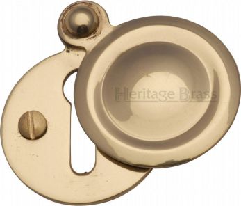 33mm Round Standard Keyhole Covered Escutcheon in Polished Brass - Heritage Brass | V1020-PB