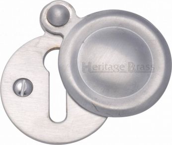 33mm Round Standard Keyhole Covered Escutcheon in Satin Chrome - Heritage Brass | V1020-SC