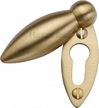 59mm x 20mm Oval Standard Keyhole Covered Escutcheon in Satin Brass - Heritage Brass | V1022-SB