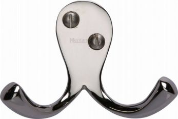 Heritage Brass Double Coat Hook Polished Nickel finish