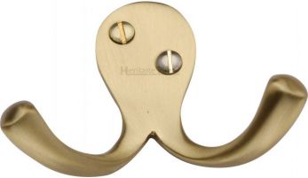 Heritage Brass Double Coat Hook Satin Brass finish