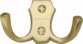 Heritage Brass Double Coat Hook Satin Brass finish
