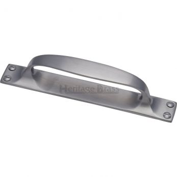 Heritage Brass Door Pull Handle on Plate Offset Satin Chrome finish - by M.Marcus - V1142-SC