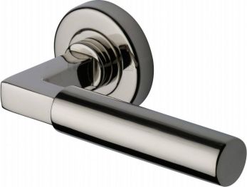 Heritage Brass V2259-PNF Door Handle Lever on Rose Bauhaus Design Polished Nickel Finish