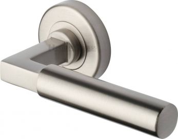 Heritage Brass V2259-SN Door Handle Lever on Rose Bauhaus Design Satin Nickel