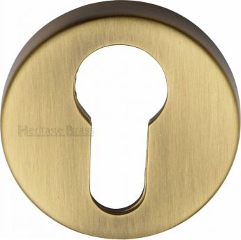 46mm Round Euro Keyhole Escutcheon in Antique Brass - Heritage Brass | V4008-AT