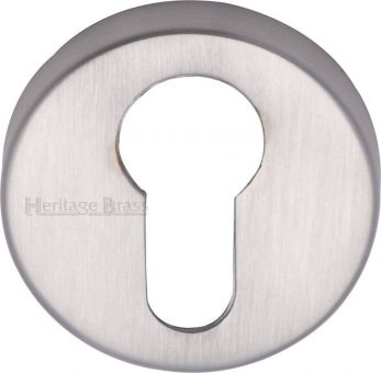 46mm Round Euro Keyhole Escutcheon in Satin Chrome - Heritage Brass | V4008-SC