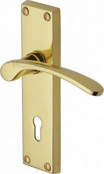 Sophia V4130-PB polished brass lever lock door handles