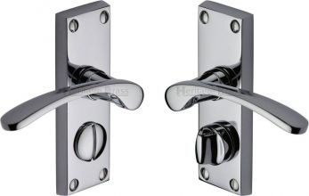 Sophia Range Polished Chrome Lever Door Handle on backplate (Bathroom) - by Heritage Brass | V4144-PC