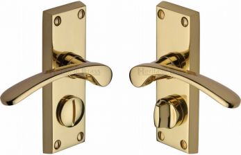 Sophia V4144-PB - polished brass privacy door handles small