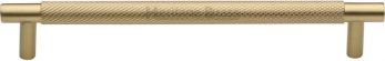 Heritage Brass Cabinet Pull Partial Knurl Design 96mm CTC Satin Brass finish