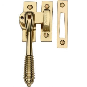 V894L MP/HP-PB - Lockable Mortice & Hook Plate Casement Fastener Reeded Design Polished Brass - by Heritage Brass