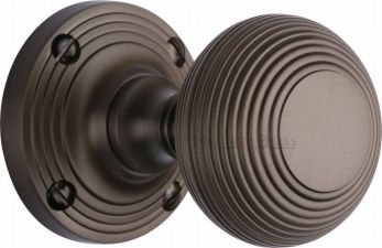 V971-MB - Heritage Brass Mortice Knob on Rose Reeded Design Matt Bronze