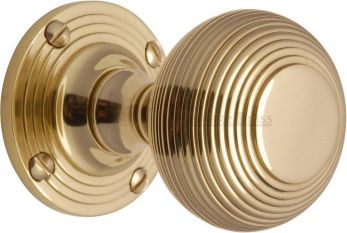 Heritage Brass V971-PB Polished Brass Reeded Mortice Door Knobs