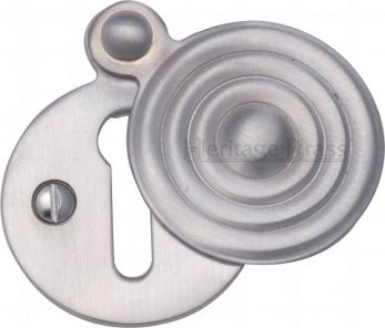 33mm Round Standard Keyhole Covered Escutcheon in Satin Chrome - Heritage Brass | V972-SC