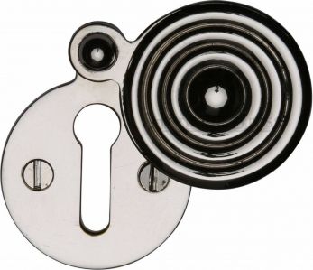 33mm Round Standard Keyhole Covered Escutcheon in Polished Nickel - Heritage Brass | V972-PNF