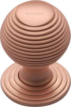 Heritage Brass V973 Round Reeded Ball Cabinet Knob 32mm Rose Gold Satin