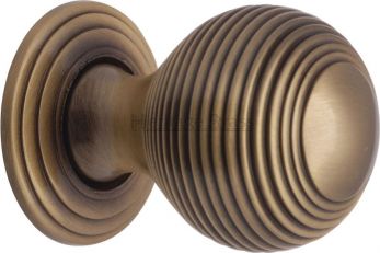 Heritage Brass Cabinet Knob Reeded Design 38mm Antique Brass finish