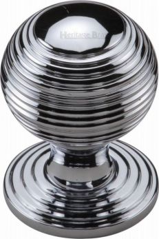 Reeded V973-PC - polished chrome 32mm cupboard knob