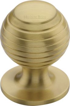 Heritage Brass Cabinet Knob Beehive Design 32mm Satin Brass finish