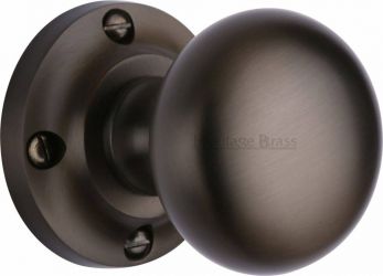 Heritage Brass Mortice Knob on Rose Victoria Design Matt Bronze