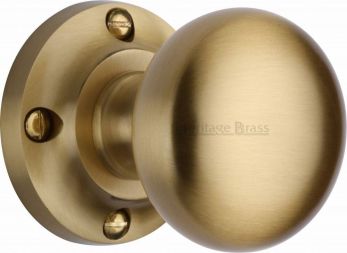 Heritage Brass Mortice Knob on Rose Victoria Design Satin Brass