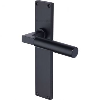 VT6310-BKMT - Bauhaus Lever Latch Door Handle on 200mm Plate Matt Black finish - by Heritage Brass